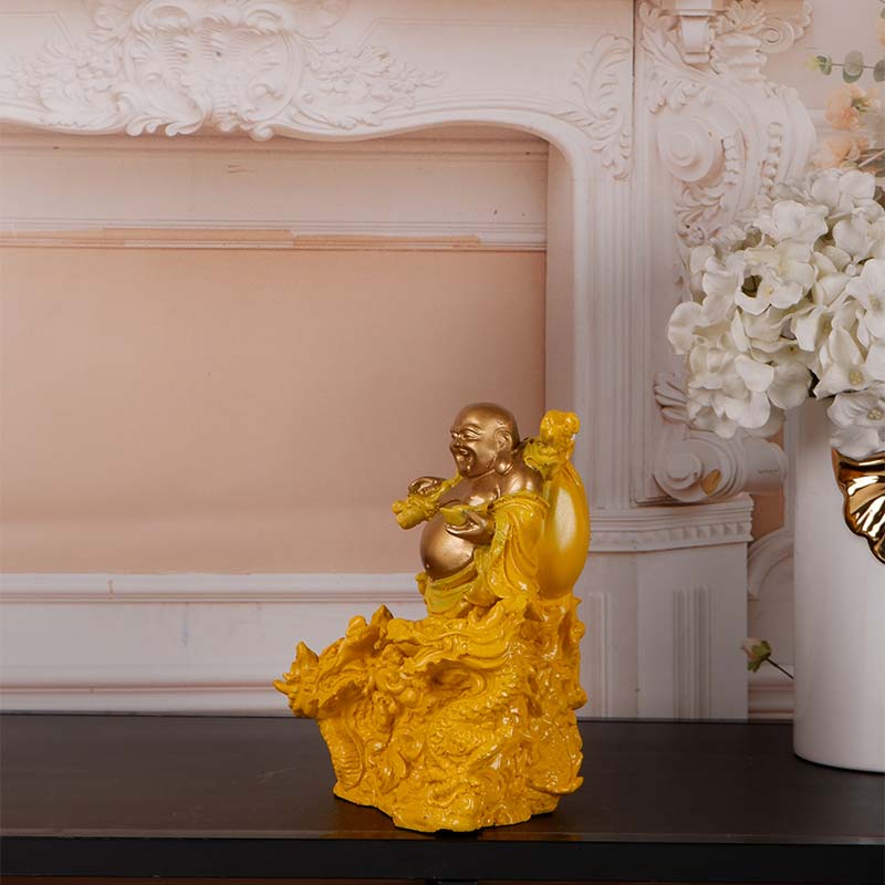 Olivia Premium Feng Shui Laughing Buddha Showpeice Yellow