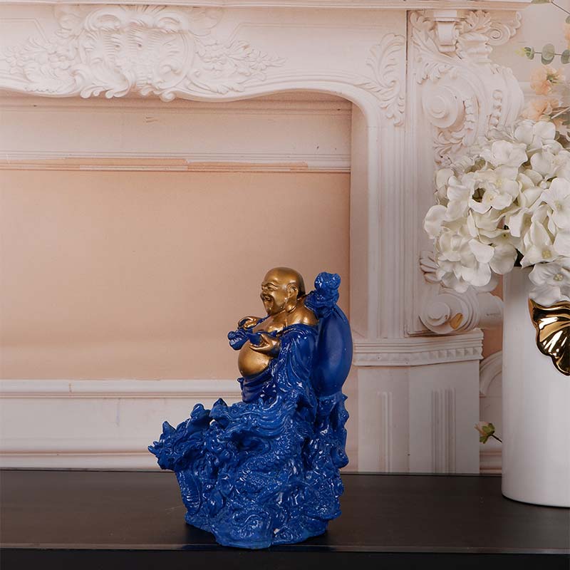 Olivia Premium Feng Shui Laughing Buddha Showpeice Blue