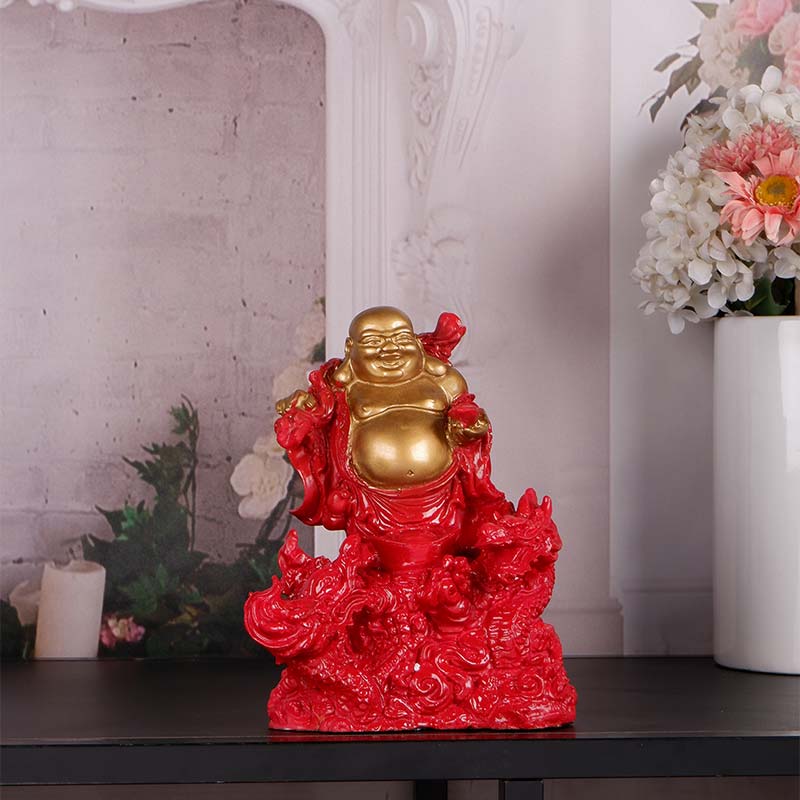 Olivia Premium Feng Shui Laughing Buddha Showpeice Red