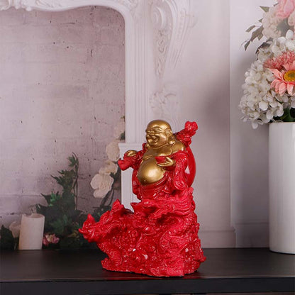 Olivia Premium Feng Shui Laughing Buddha Showpeice Red