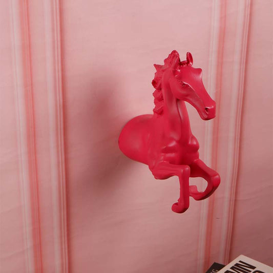 Crimson Wall Horse Showpiece A Striking Artistic Accent Showpeice Pink