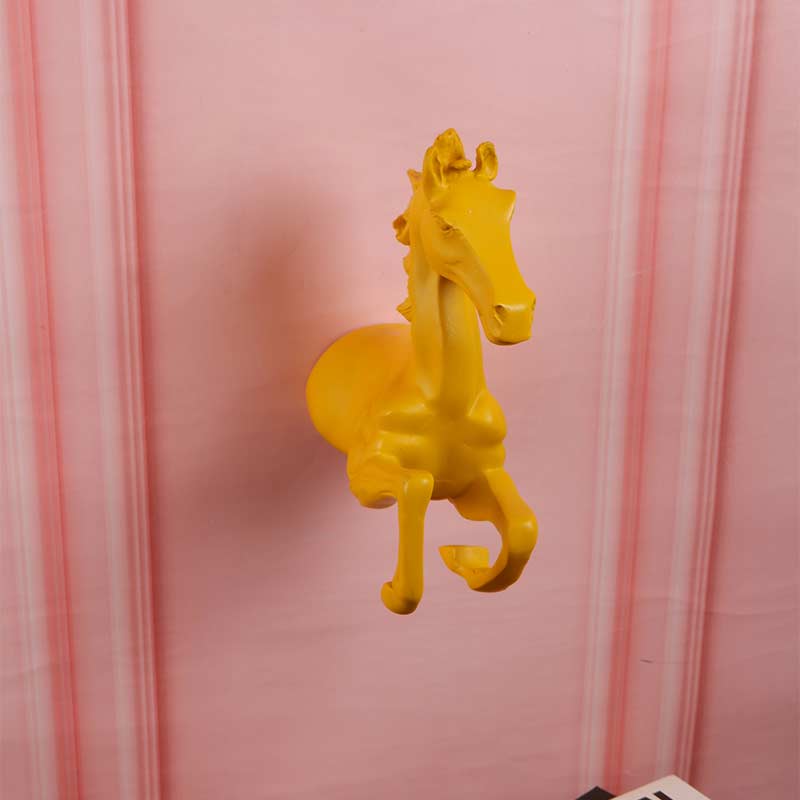 Crimson Wall Horse Showpiece A Striking Artistic Accent Showpeice Yellow