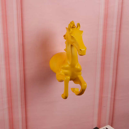 Crimson Wall Horse Showpiece A Striking Artistic Accent Showpeice Yellow