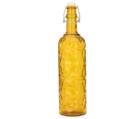 Bright Yellow Transparent Glass Water Bottle for Refreshing Hydration Stylish Design | 1000 ML | 3 x 13 inches