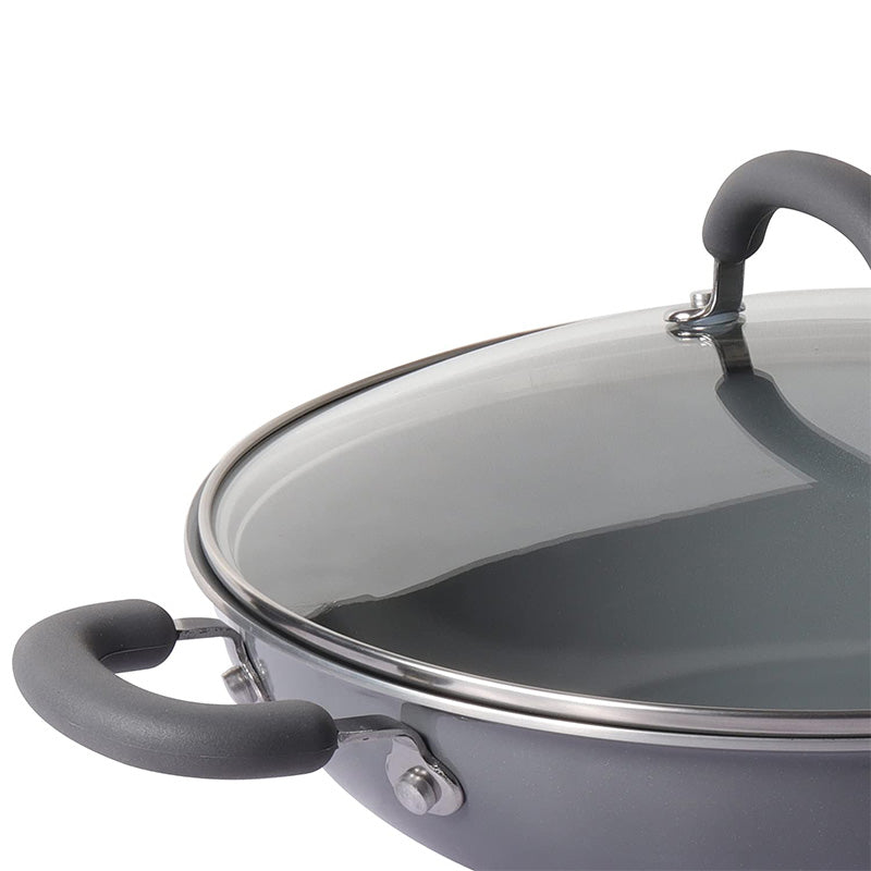 Leandra Ceramic Coated Cookware Wok / Kadai With Lid | 8 Inch, 9 Inch, 10 Inch, 12 Inch 8 Inches