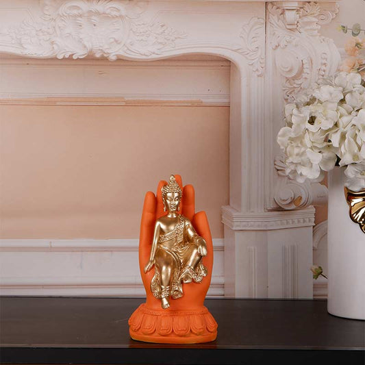 Arina Gold and Orange Buddha Showpiece - Dusaan