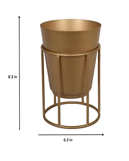 Antique Powder Gold Planter with Metal Riser | 6 x 8 inches