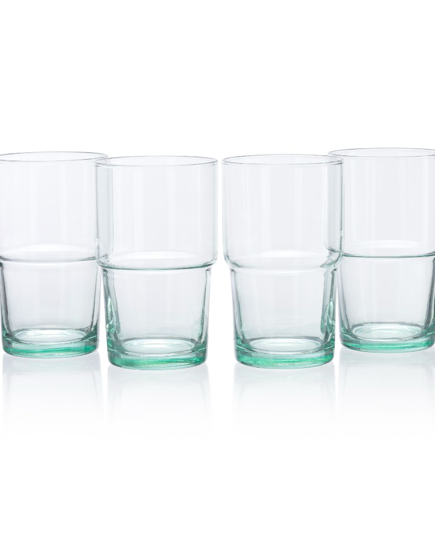 Green Hill Eco-Friendly Drink Water Juice Glasses | Set of 4 | 3 x 5 inches | 440ml