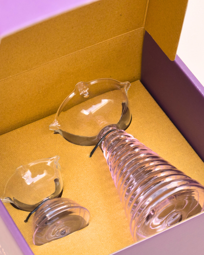 Classy Glass Tall & Short Diyas Pair Gift Box Set