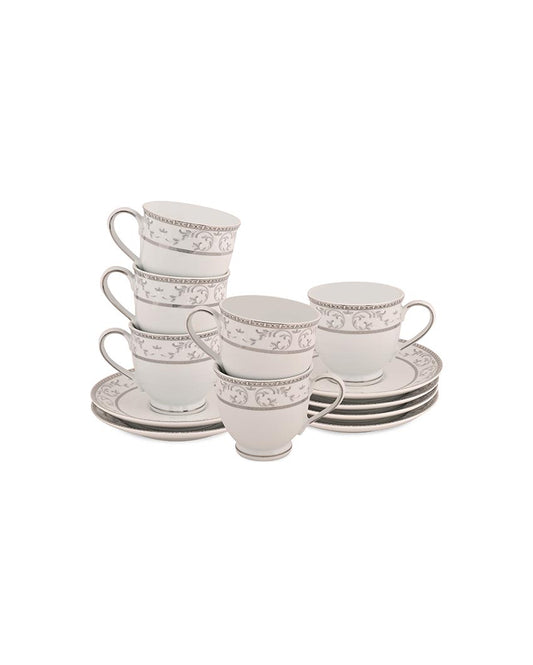 Little Bloom Border Porcelain Cups & Saucers | Set Of 12