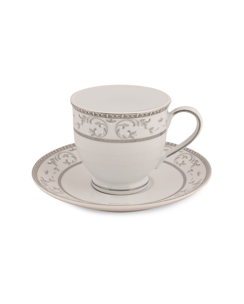 Little Bloom Border Porcelain Cups & Saucers | Set Of 12