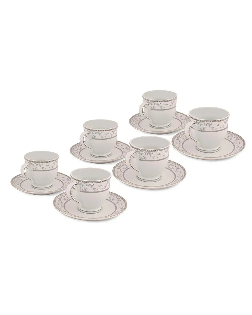 Little Bloom Border Porcelain Cups & Saucers | Set Of 12