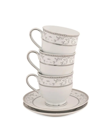 Little Bloom Border Porcelain Cups & Saucers | Set Of 12