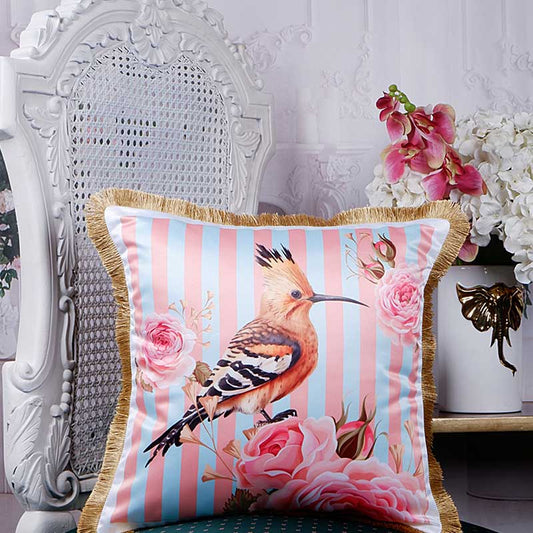 Hoopoes Print Satin Cushion Cover | 16X16 Inches Default Title