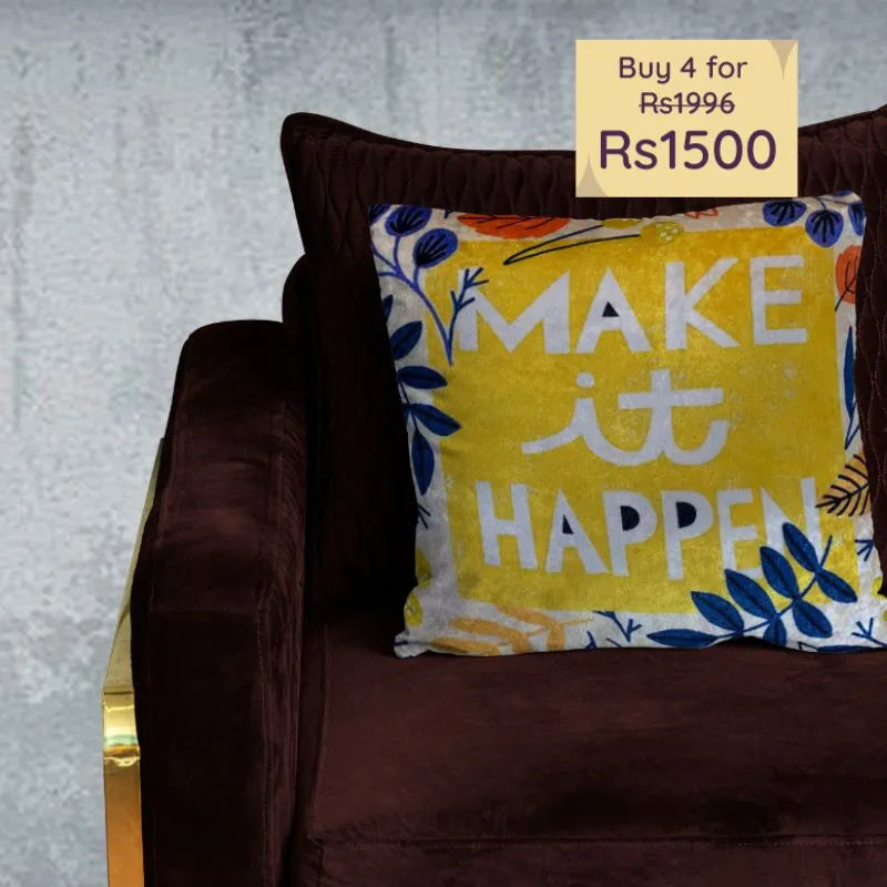 Make It Happen Velvet Cushion Cover | 16 x 16 Inches