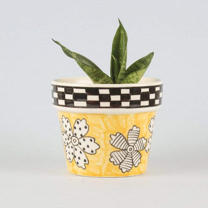 Charming Gingham Ceramic Planter without Plant | 4 x 4 inches