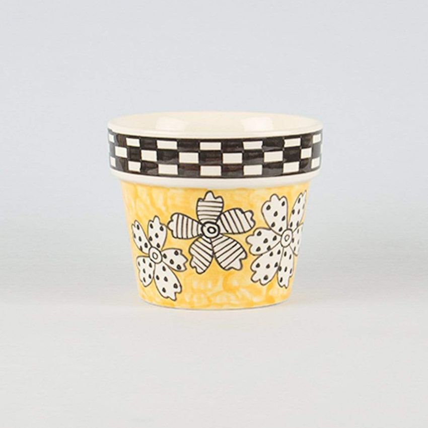 Charming Gingham Ceramic Planter without Plant | 4 x 4 inches