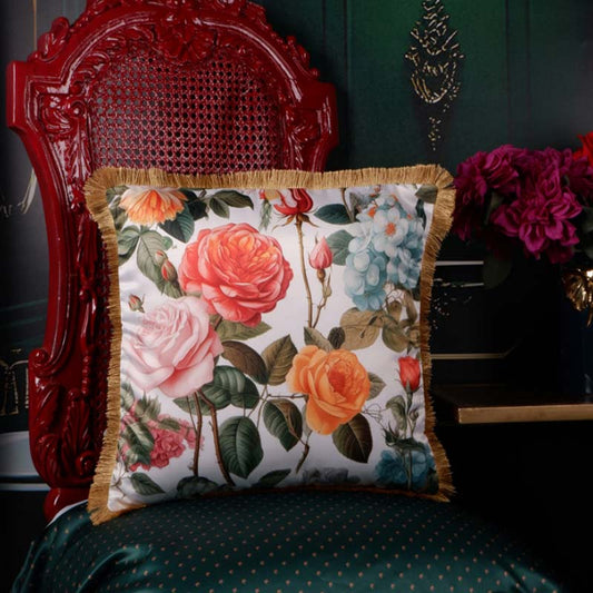 Classy Satin Floral Print Cushion Cover Default Title