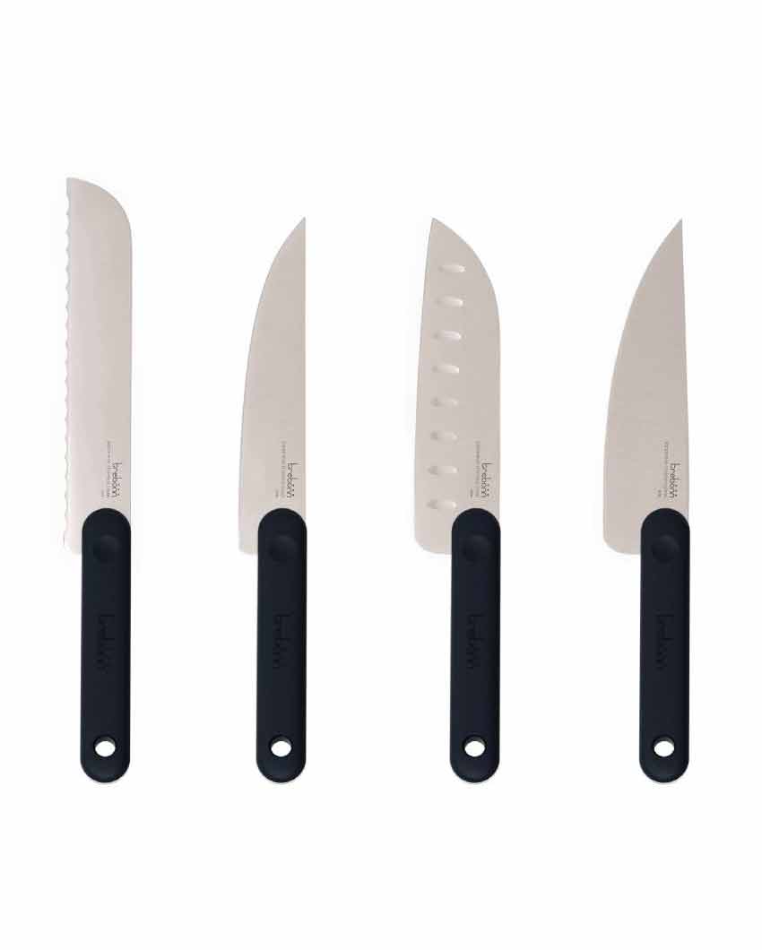 Safi Black Stainless Steel Knife Set With Soft Touch Anti Slip Handle | Set Of 4 | 13 inches