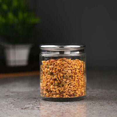 Minimalist Clear Glass Storage Jar for Everyday Kitchen Use | 500 ML | 4 x 4 inches