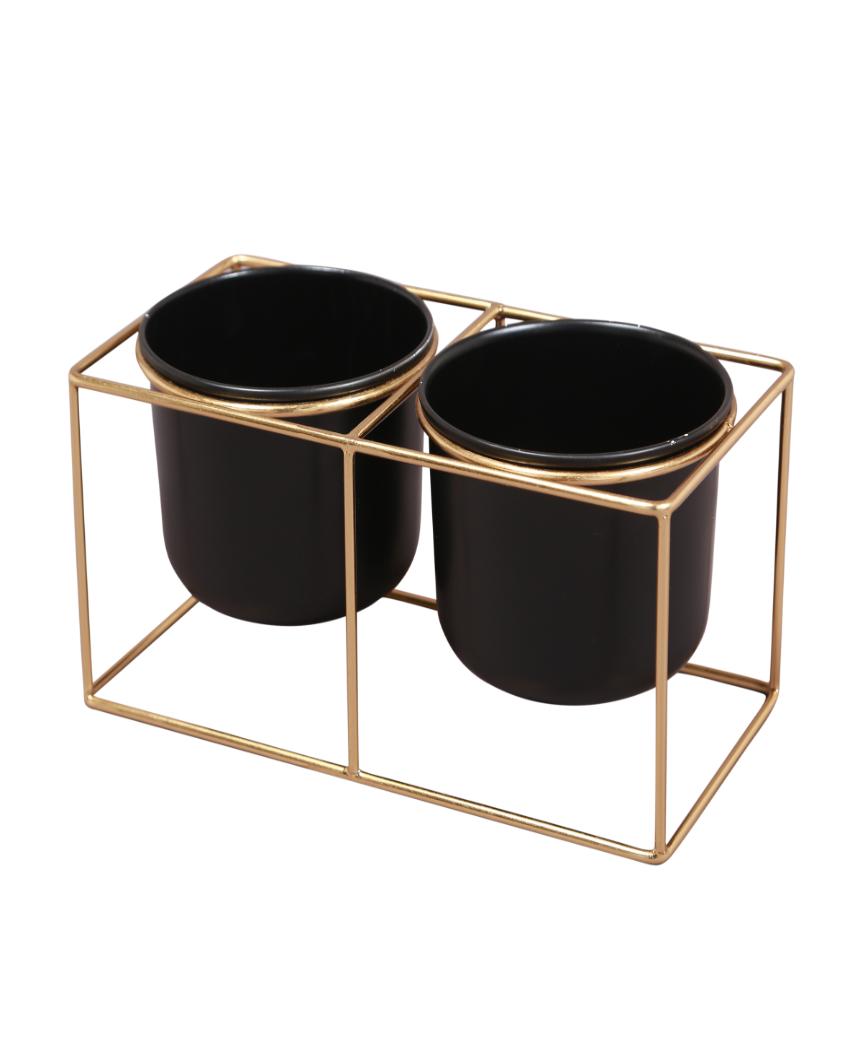 Two Pots Desk Planter with Stand Set