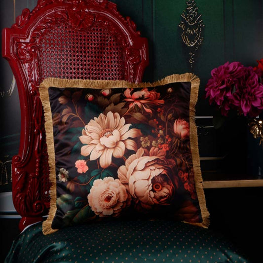 Refined Satin Floral Print Cushion Cover Default Title