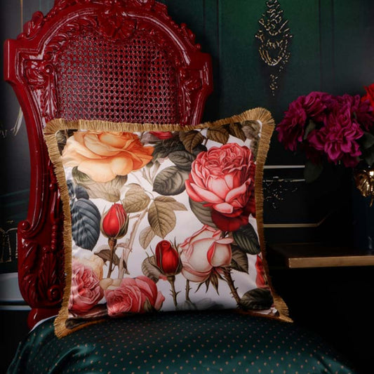 Opulent Satin Floral Print Cushion Cover Default Title