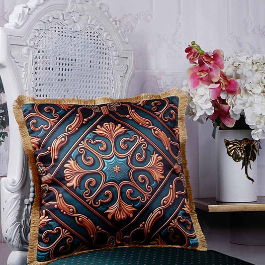 Embroidery Print Satin Cushion Cover | 16X16 Inches Default Title