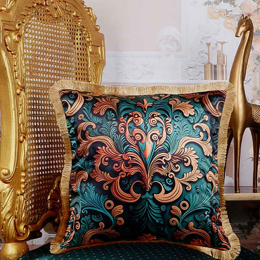 Decorative Satin Royal Print Cushion Cover | 16X16 Inches Default Title