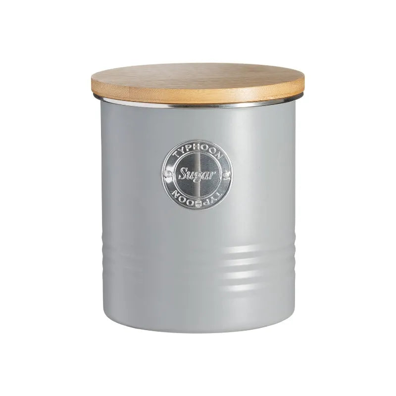 Living Grey Sugar Storage Jar with Bamboo Fibre Lid Default Title