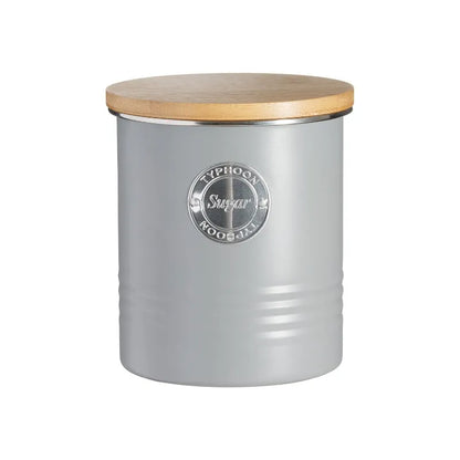 Living Grey Sugar Storage Jar with Bamboo Fibre Lid Default Title