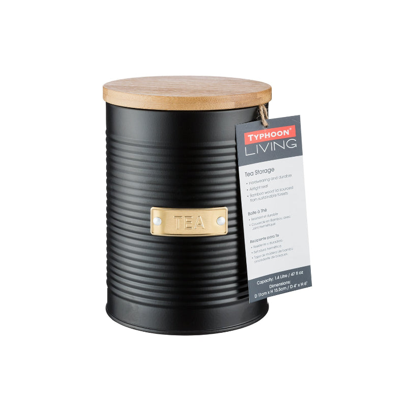 Otto Tea Storage Black Canister with Bamboo Fibre Lid Default Title