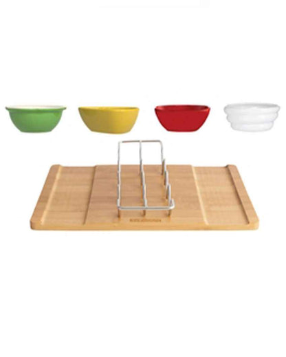 Unique World Multicolor Foods Taco Rack with Dip Bowls and Serving Board Gift Box Combo | Pack of 6