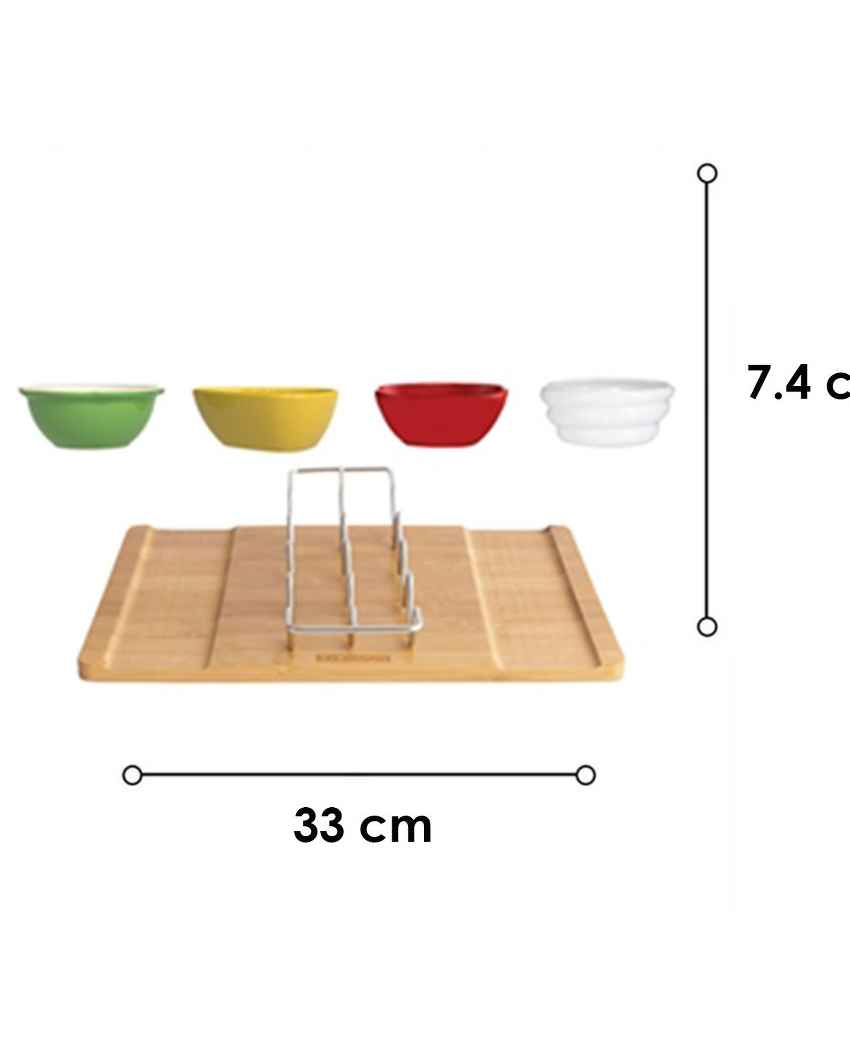 Unique World Multicolor Foods Taco Rack with Dip Bowls and Serving Board Gift Box Combo | Pack of 6