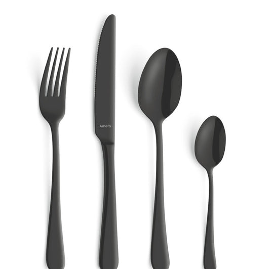Austin Stainless Steel Cutlery | Set of 24 Black