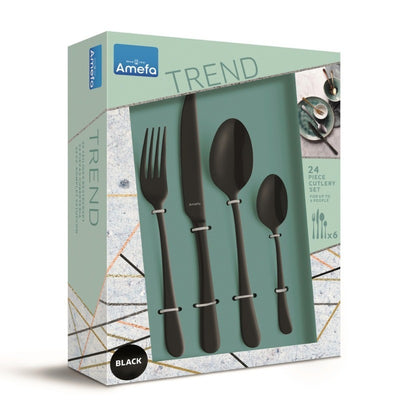 Austin Stainless Steel Cutlery | Set of 24 Black