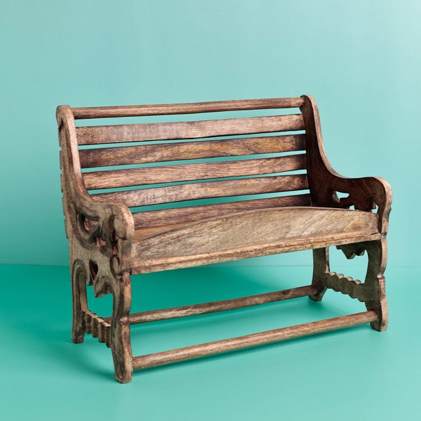 Alice Antique Fancy Brown Bench Showpiece | 13 x 6 x 11 inches