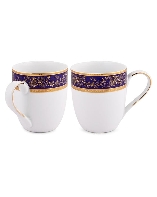 Rose Printed Porcelain Big Coffee Mugs | Set Of 2