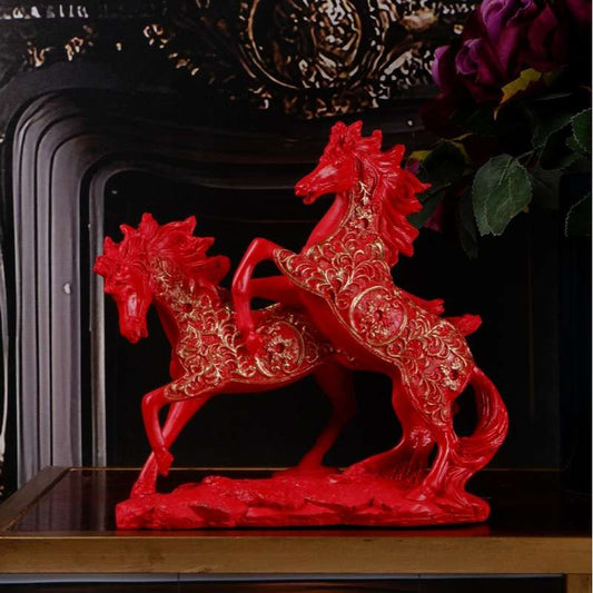 Premium Feng Shui Horse Figurine For Prosperity Red