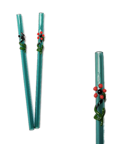 Aquamarine Glass Straws | Set Of 2