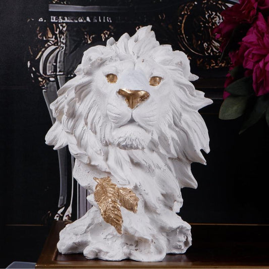 Royal Resplendence White & Gold Lion Showpiece