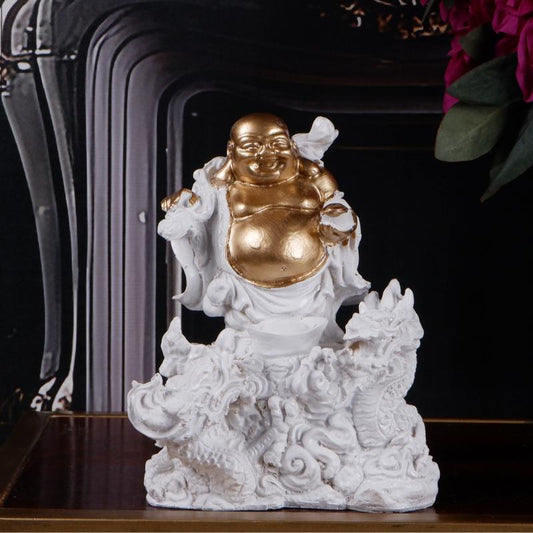 Radiant Reverie White Laughing Buddha Sculpture