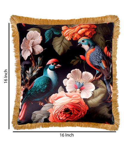 Tropical Avifauna Motif Printed Cushion Cover | Set of 5