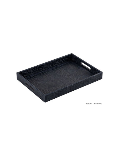 Ambar Luxurious Navy Blue Vegan Leather Serving Tray