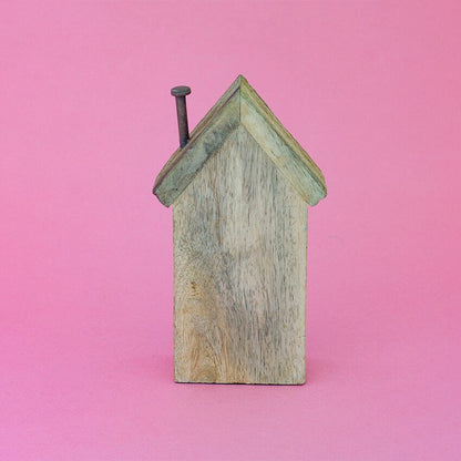 Tiny Homes Wooden Blue Paperweight Showpiece | 3 x 2 x 7 inches