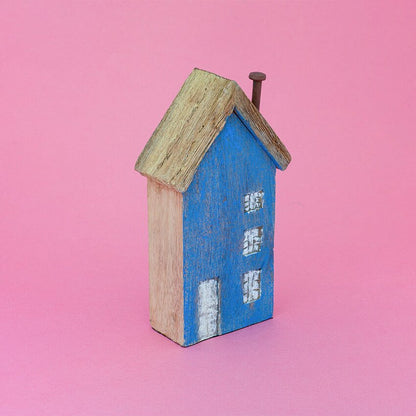 Tiny Homes Wooden Blue Paperweight Showpiece | 3 x 2 x 7 inches