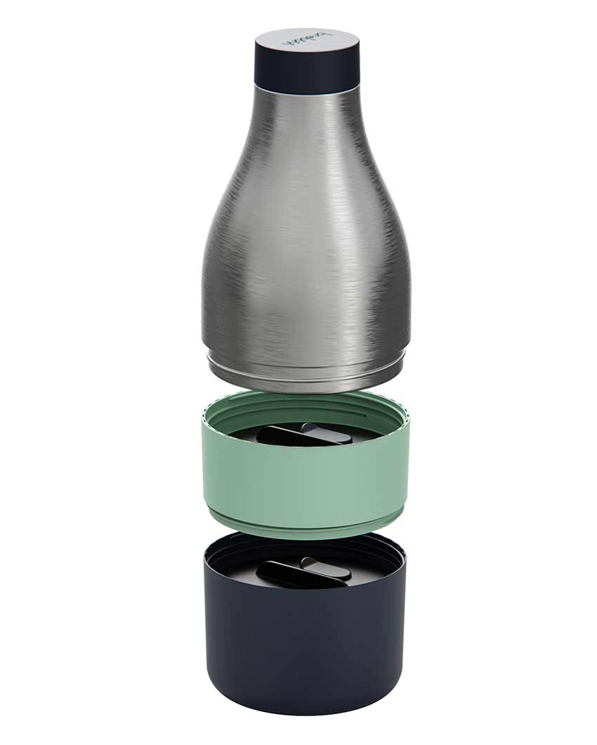 Green Food & Hydrate 3 Staibless Steel Bottle Container For Food And Drink | 450 ml | 4 x 4 inches
