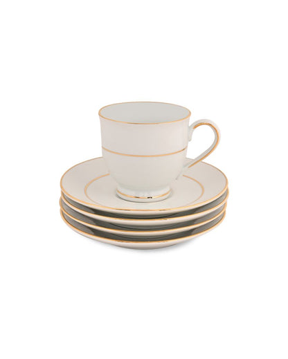 Beautiful Golden Border Porcelain Cups & Saucers | Set Of 12