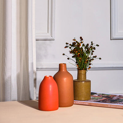 Artistic Multi-Pattern Ceramic Flower Vase | Set of 3