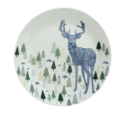 Majestic Deer Printed Multicolor Decorative Wall Plate | 8 inches